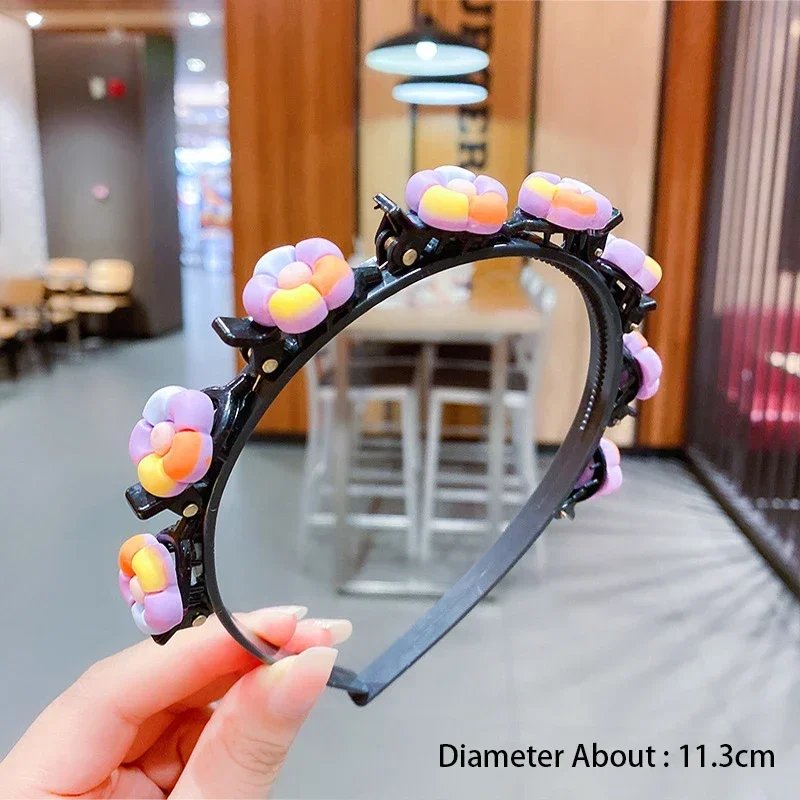 New Cute Flower Bangs Fixed Braided Hair Band Clip Girls Sweet Flowers Accessories Hair Bands Fashion Hair Accessories