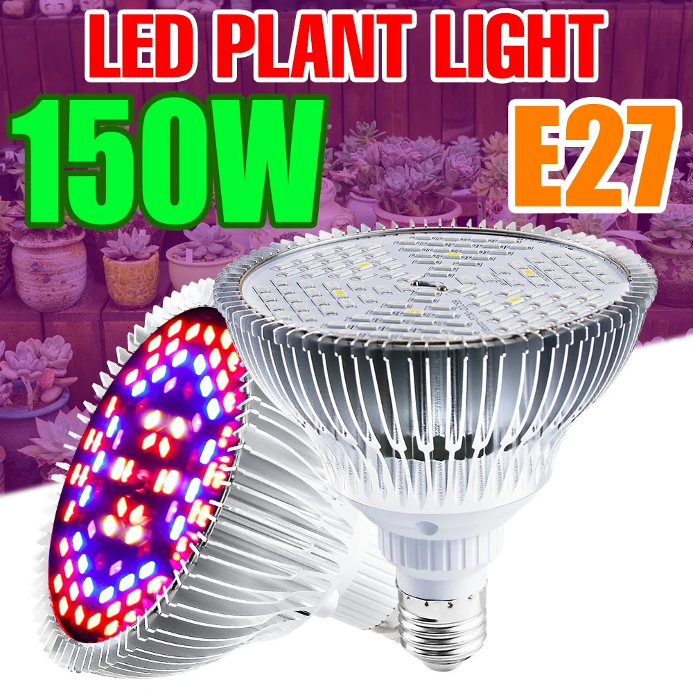 

150W LED E27/E26 Grow Light Bulb AC220V Full Spectrum Cultivation Lamp E14 110V For Indoor Potted Vegetables Plant Fill Lighting