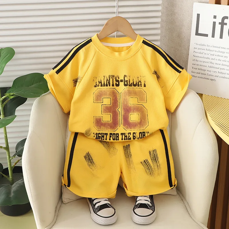 

Children's Clothing Sets 2025 Summer Suit for Boy Sports Digital Print O-neck Short Sleeve T-shirts and Shorts Kids Tracksuits