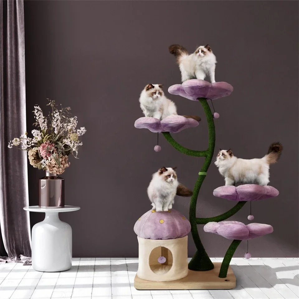 XIANGLONG Factory Supply Modern Luxury Wood Cat Condo New Design Flower Cat Tree Gift Cat Furniture