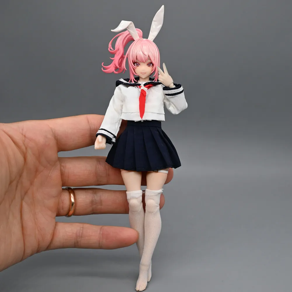 1/12 Scale Female Soldier JK Sailor Uniform Pleated Skirt Shirts Student Uniform Bags Socks for 6''Bodies Figures DIY - view 5