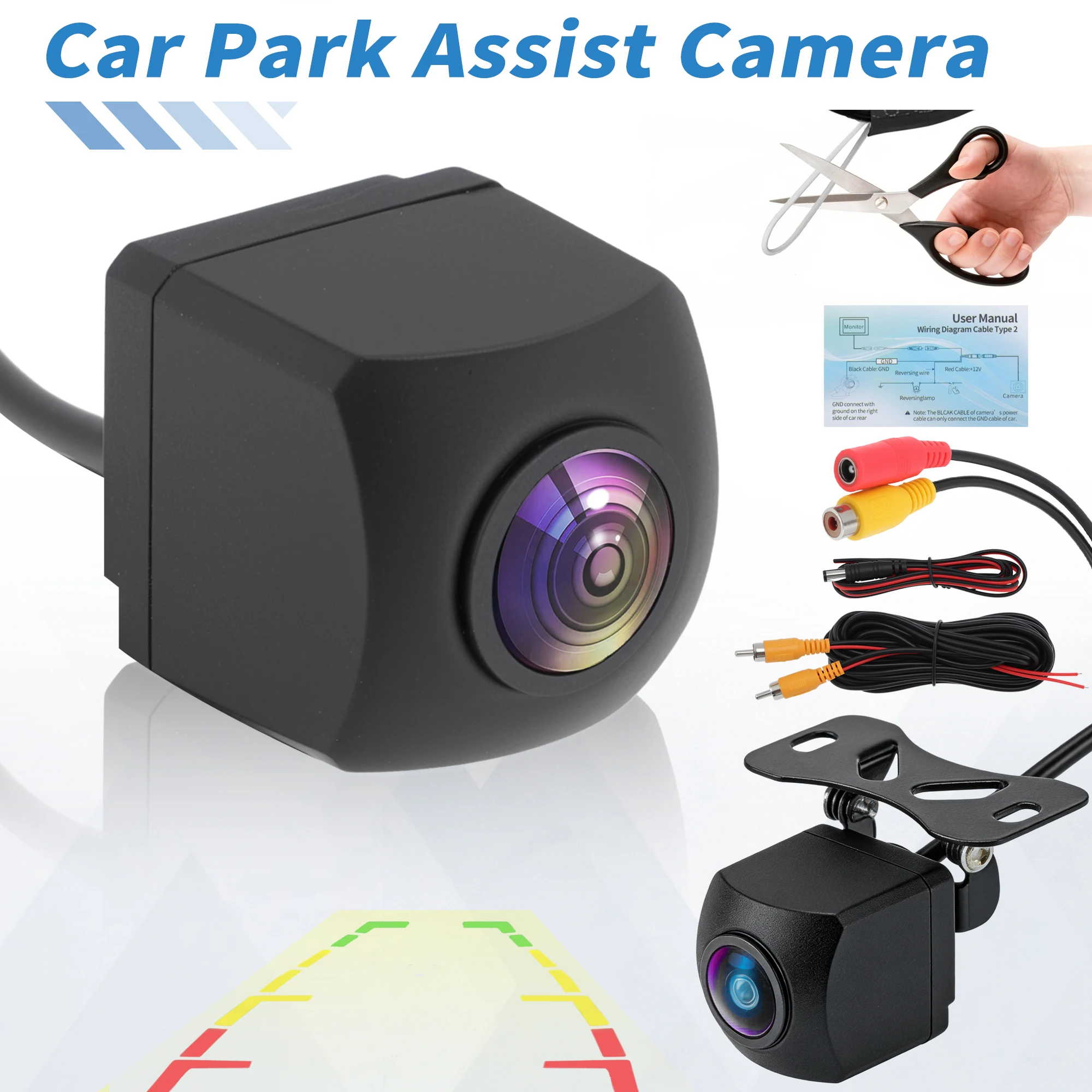 1 Set AHD 1080P Backup Reverse Rear Front View Camera With Bracket Switchable Video Format Night Vision for Car Vehicle Pickup