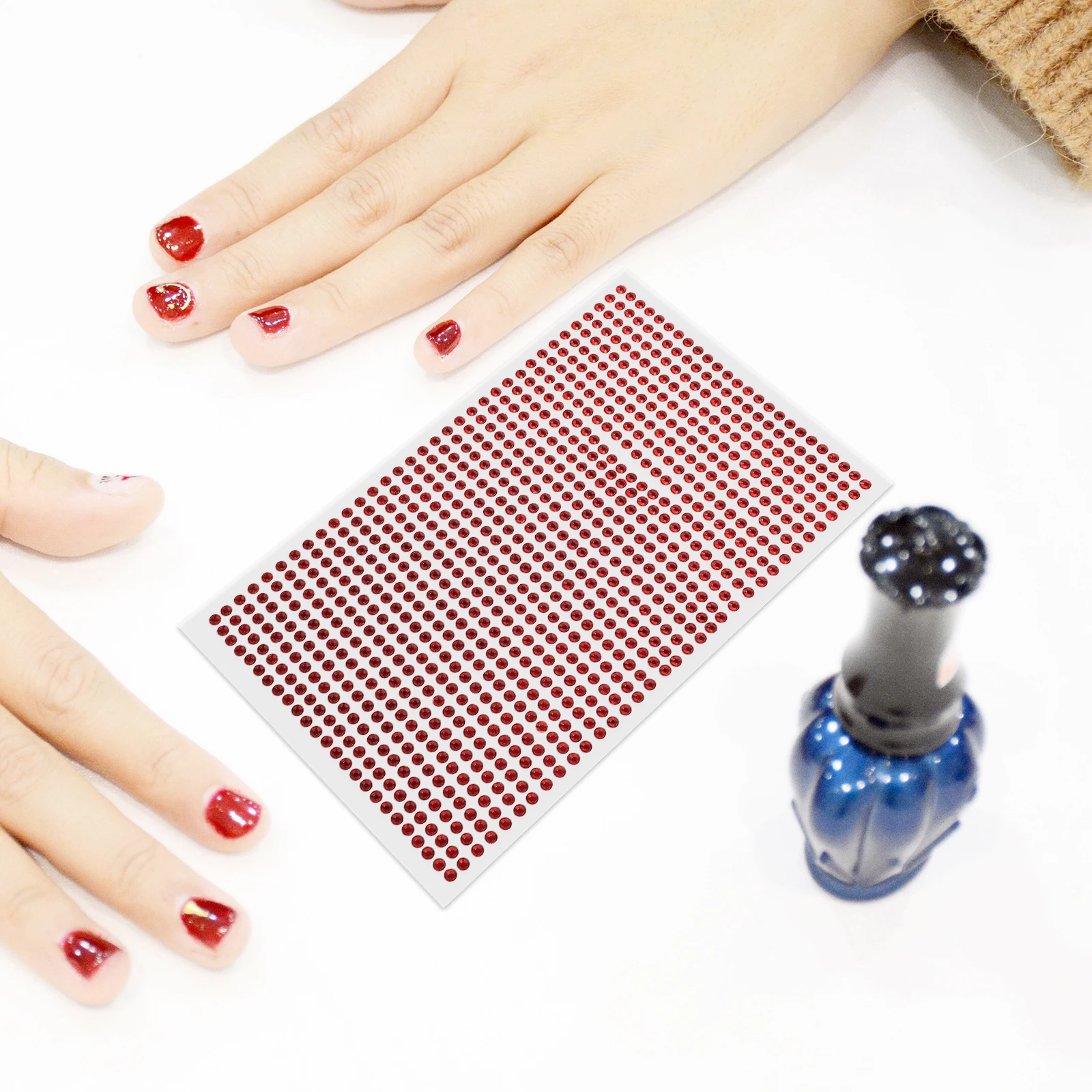 

20 Sheets Acrylic Round Self Adhesive Rhinestone Nail Stickers for DIY Cards Invitations Makeup Manicure Craft Decoration