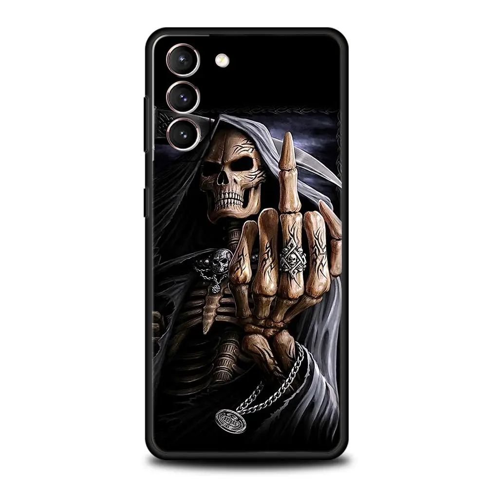 Skull Skeleton Grim Reaper Fashion Phone Case For Samsung Galaxy S24 S23 S22 S20 Ultra S21 FE 5G S10 S9 Plus S10E Silicone Cover
