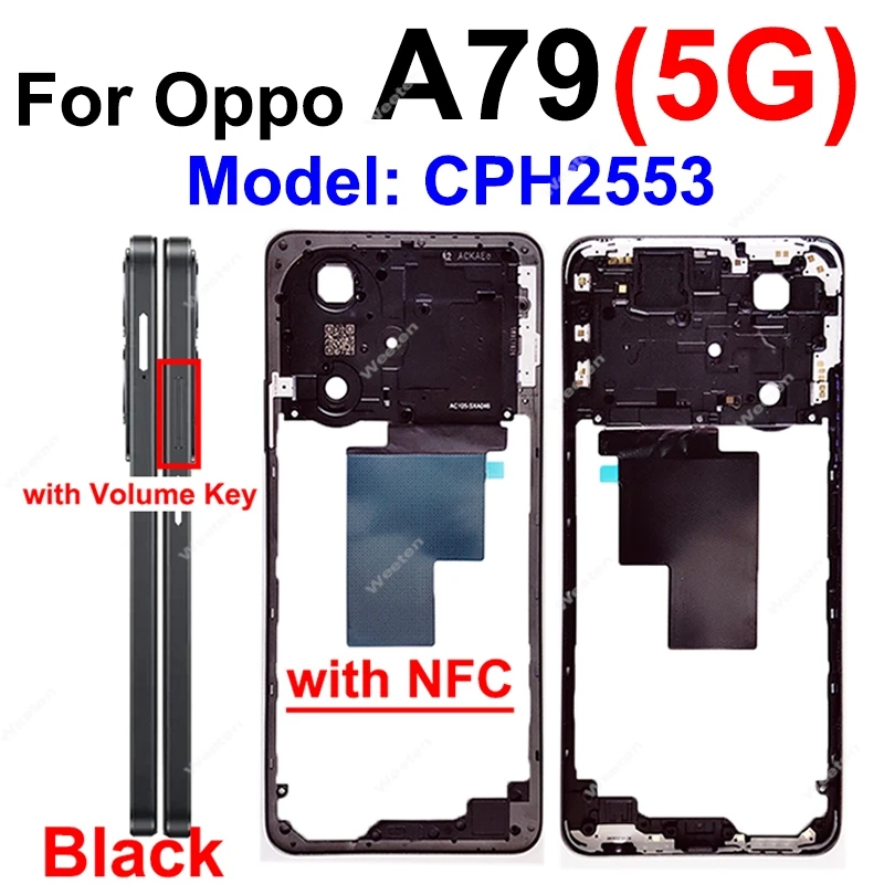 Middle Housing For OPPO A78 A79 5G Middle Frame Housing Cover Bezel with Side Button Parts