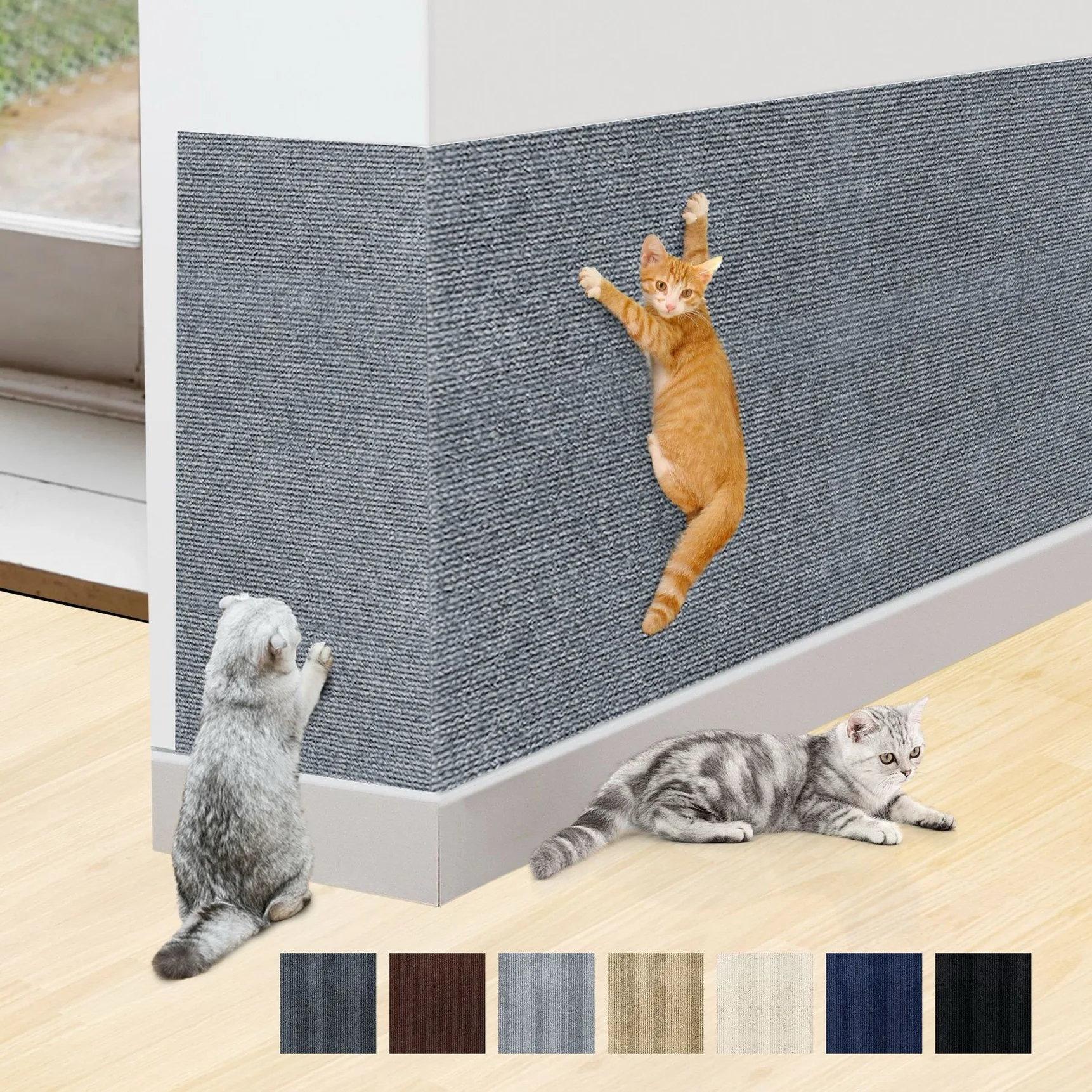 Self-Adhesive Cat Scratch Mat Durable Sisal Furniture Protector DIY Customizable Cat Scratching Pad for Couch Sofa Protection