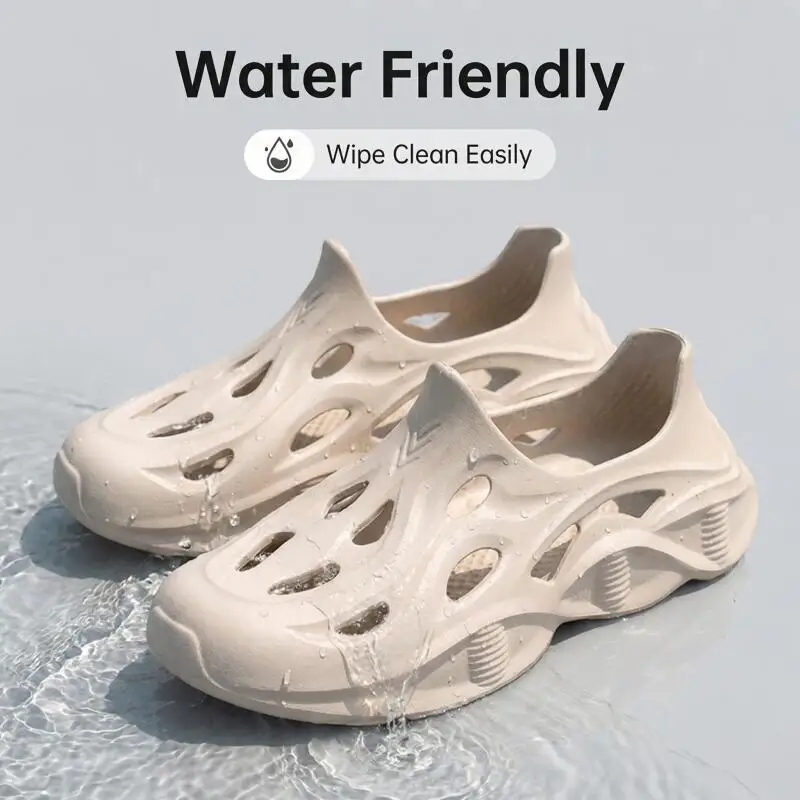 Comfort Thick Bottom Clogs Men Summer 2026 Breathable Hollow Out Waterproof Eva Sneakers Non Slip Man's Water Shoes Slippers