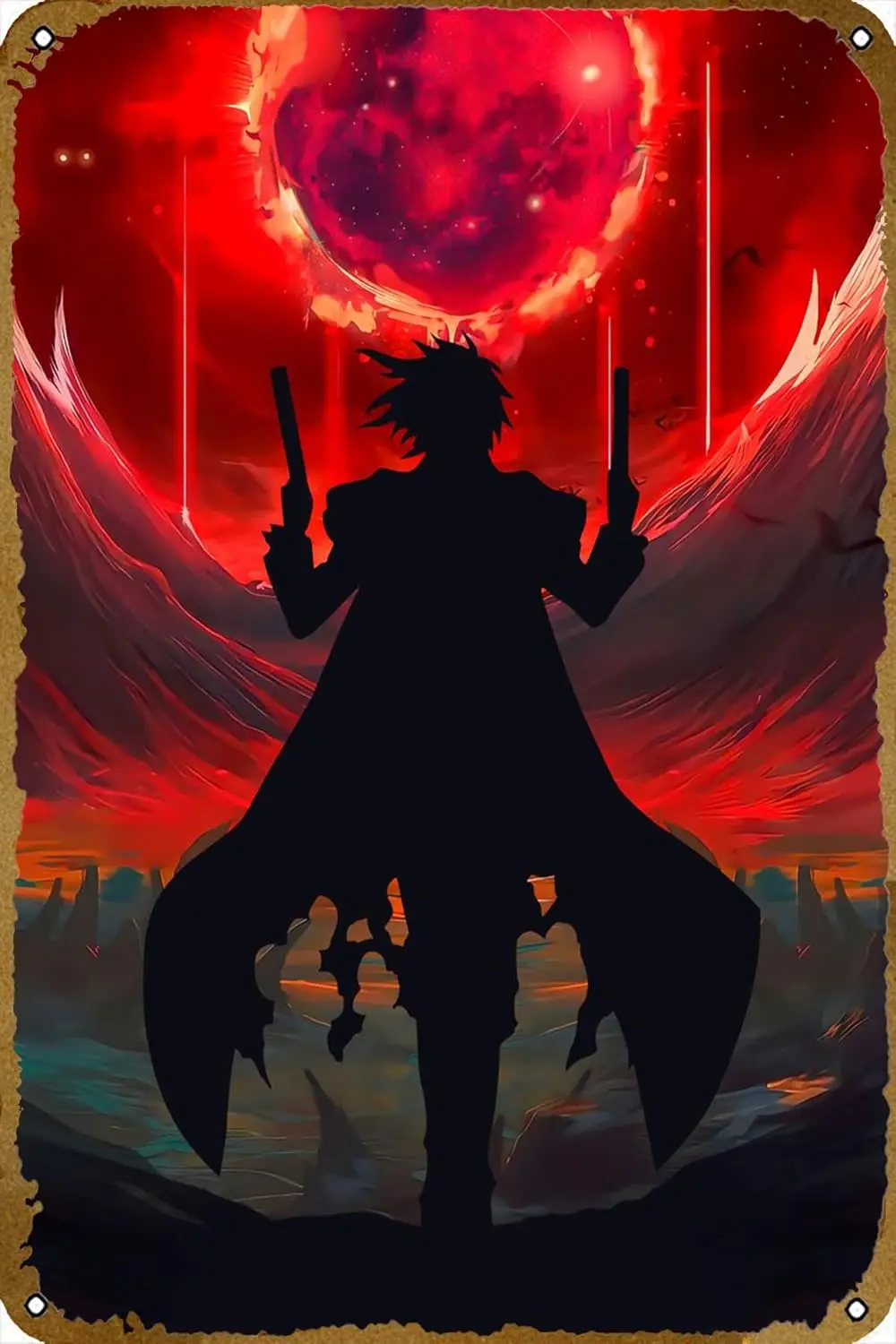 Alucard Hellsing أنيمي أنيمي المشارك كاريكاتير خمر الكلاسيكية القصدير معدن تسجيل اللوحة 8x12 بوصة #1