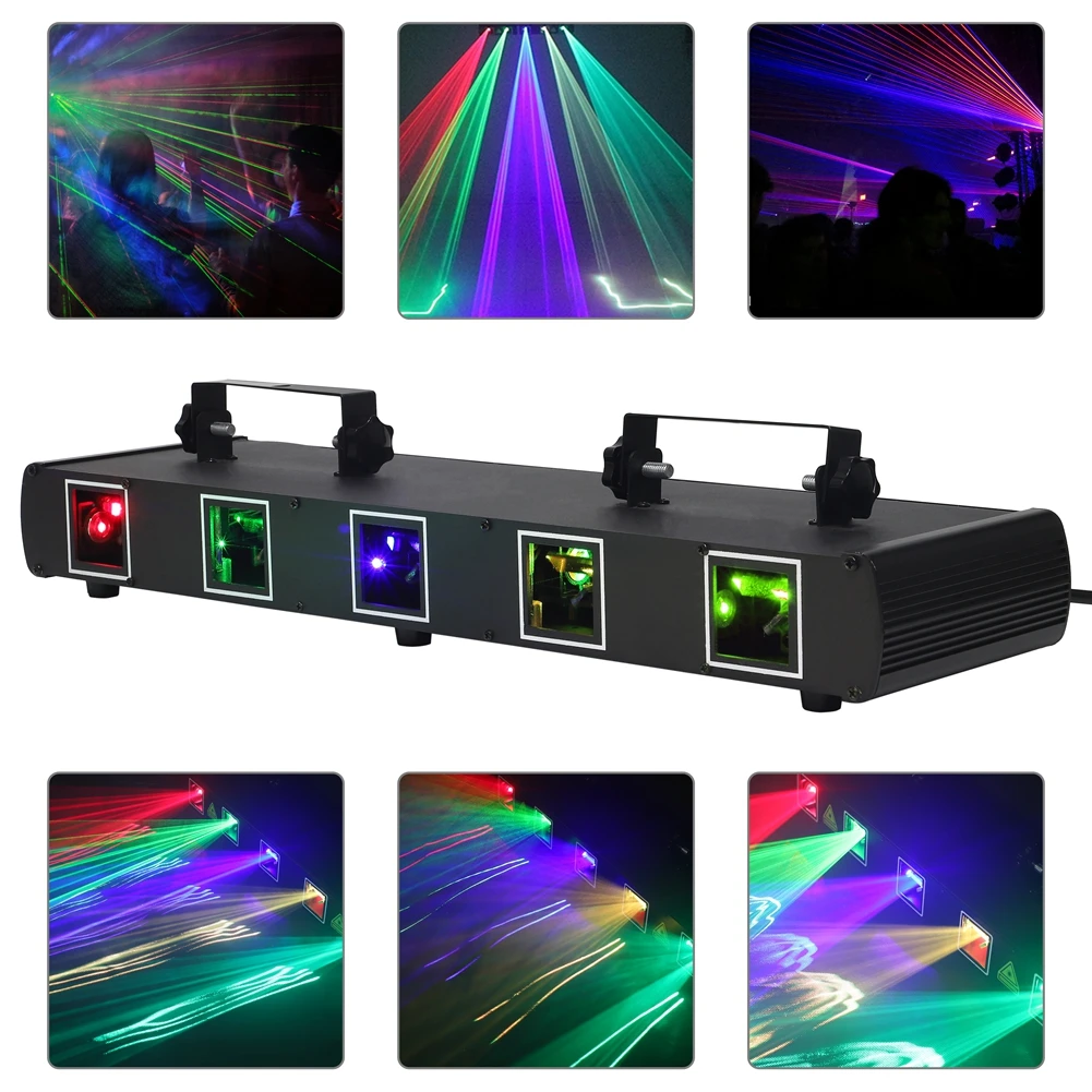 30W RGB 5 Hole Laser Light Fieryzeal Stage Effect Lighting DMX Sound Control Dj Lights Party Light Disco Lights Audience Wedding