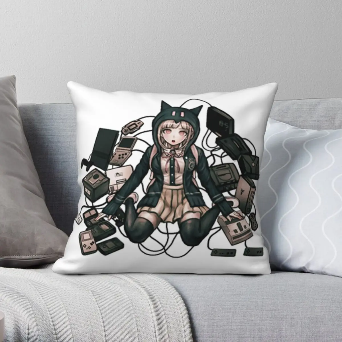 Danganronpa Chiaki Nanami Pillowcase Polyester Linen Velvet Printed Zip Decor Pillow Case Car Cushion Cover