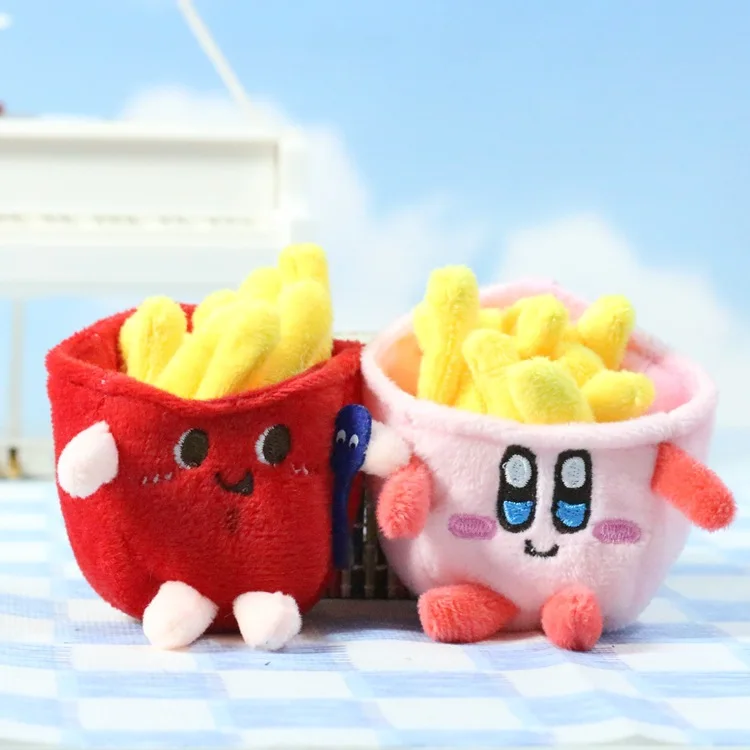 Anime Cute Sanrio Kirby Toys Pizza Burger Fries Toast Hot Dogs Fun Decorations Children's Gifts Birthday Gifts Plush Key Pendant