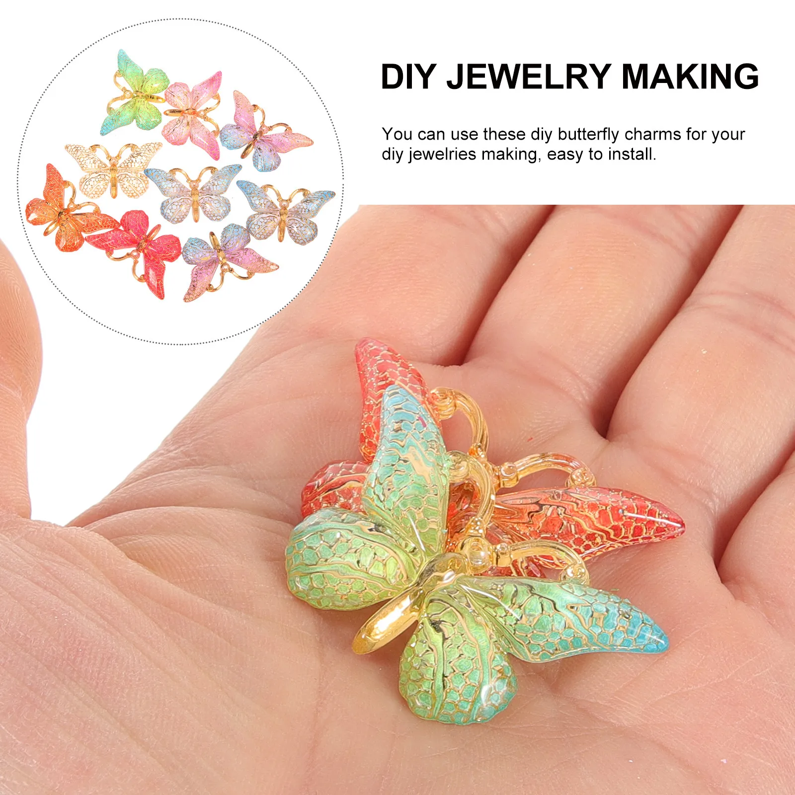 

50 шт. разноцветных подвесок-бабочек для рукоделия, многофункциональные декоративные элементы для DIY, украшения для цветочных горшков, свадебные украшения, материалы для изготовления ювелирных изделий
