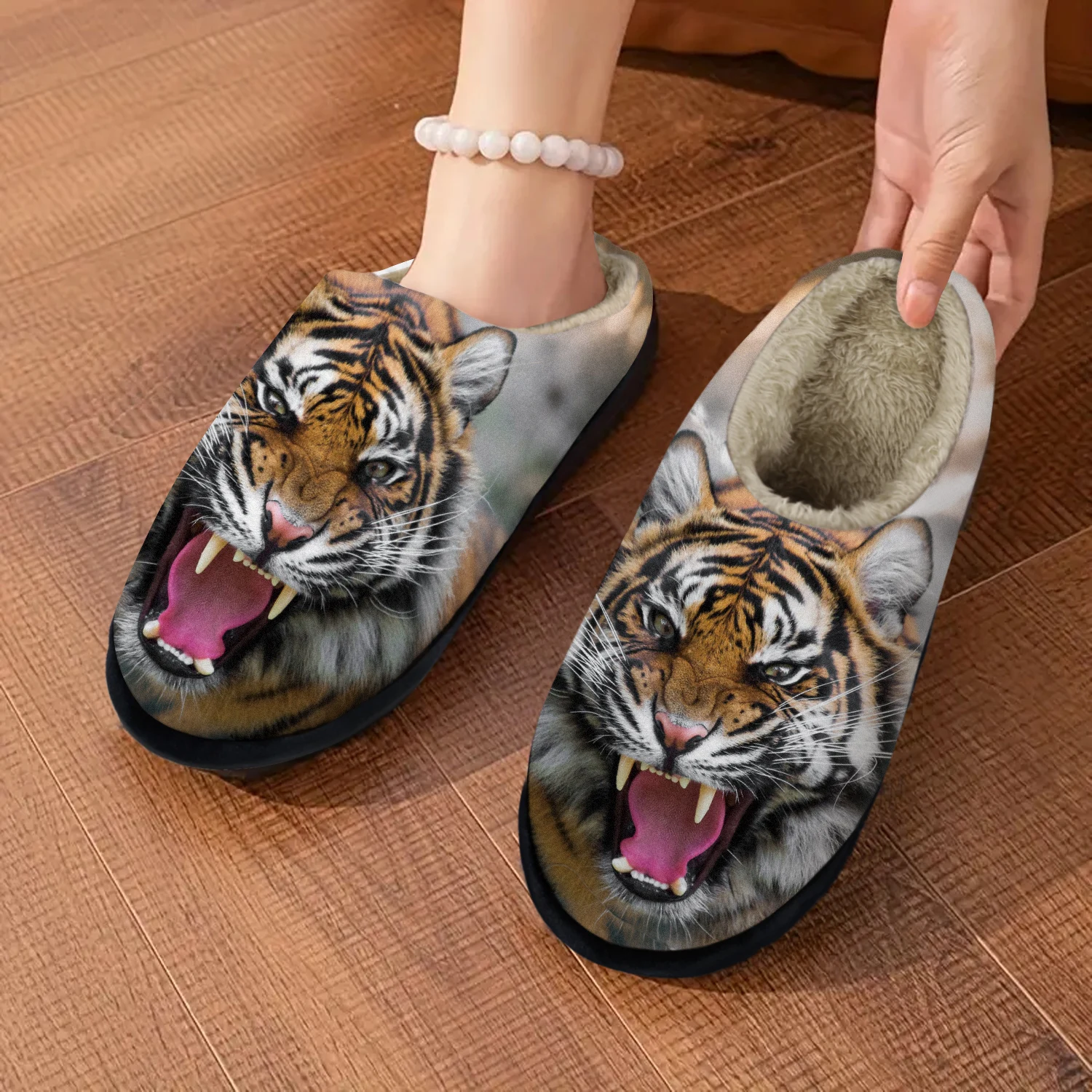 Fierce Tiger Gifts For Tiger Lover,Indoor/Outdoor Slippers,Soft Memory Foam House slippers,Comfy Fuzzy House Shoes