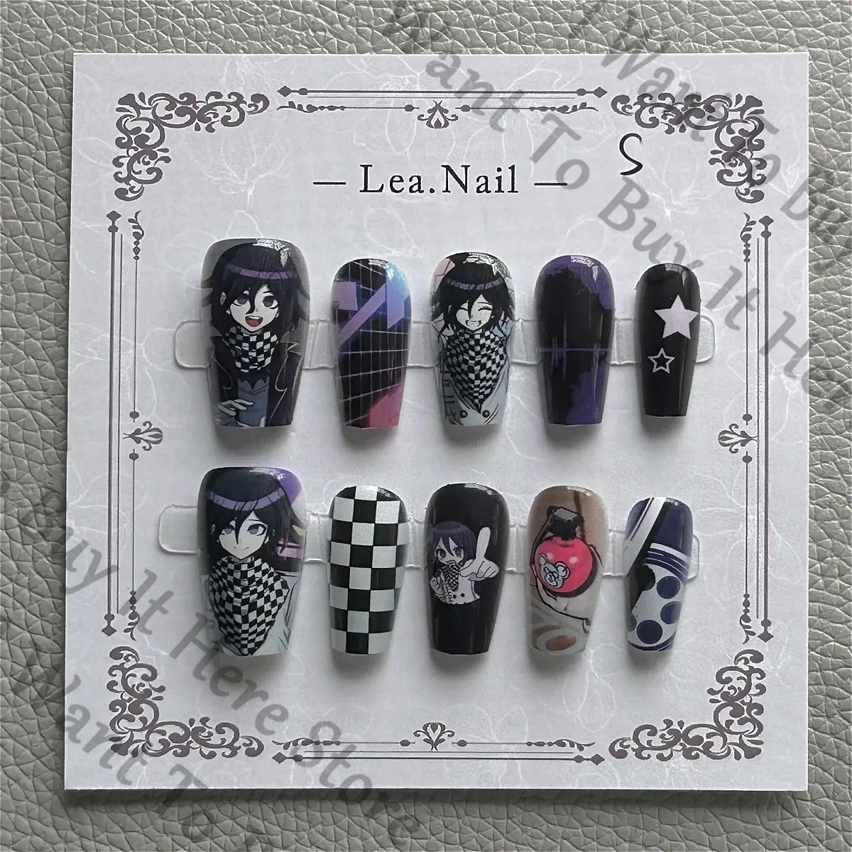 أنيمي دانغانرونا كوكيشي أوما تأثيري الكرتون الصحافة على الأظافر ملحق مانيكير اليدوية وهمية مسمار حلية جمع هدية