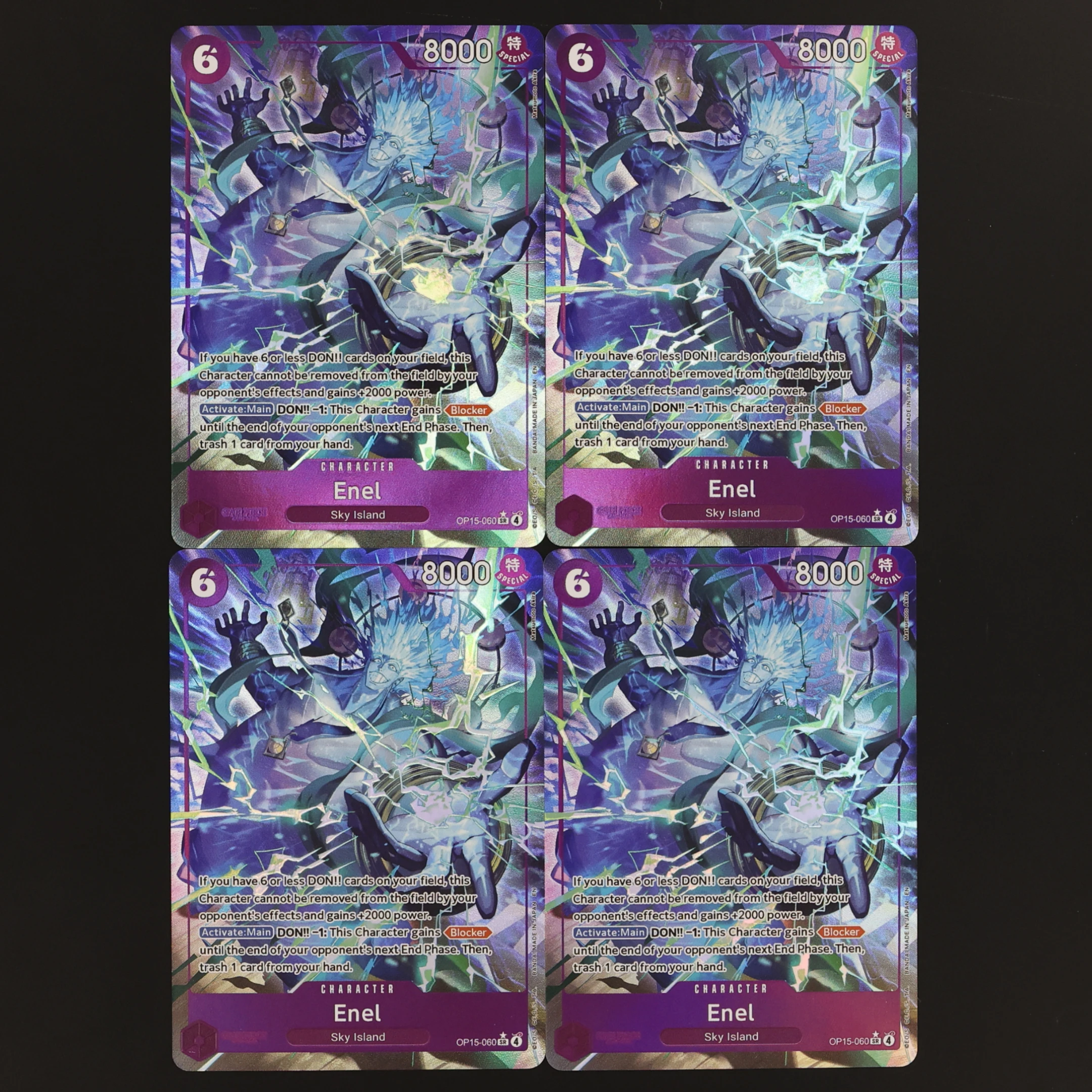 

Коллекционная карта One Piece TCG OPCG (английская версия) OP15-060 Энел SR 6 Cost Purple Enel, текстурированная фольгированная, с тиснением, аниме-карта