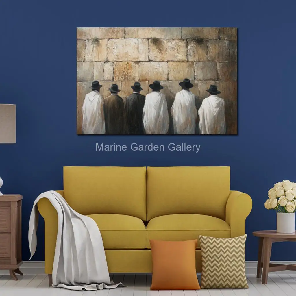 Abstract Art Kotel Jewish Painting Oil Hand Painted Western Wall Jerusalem Artwork Modern Sitting Room Bedroom Decor Textured