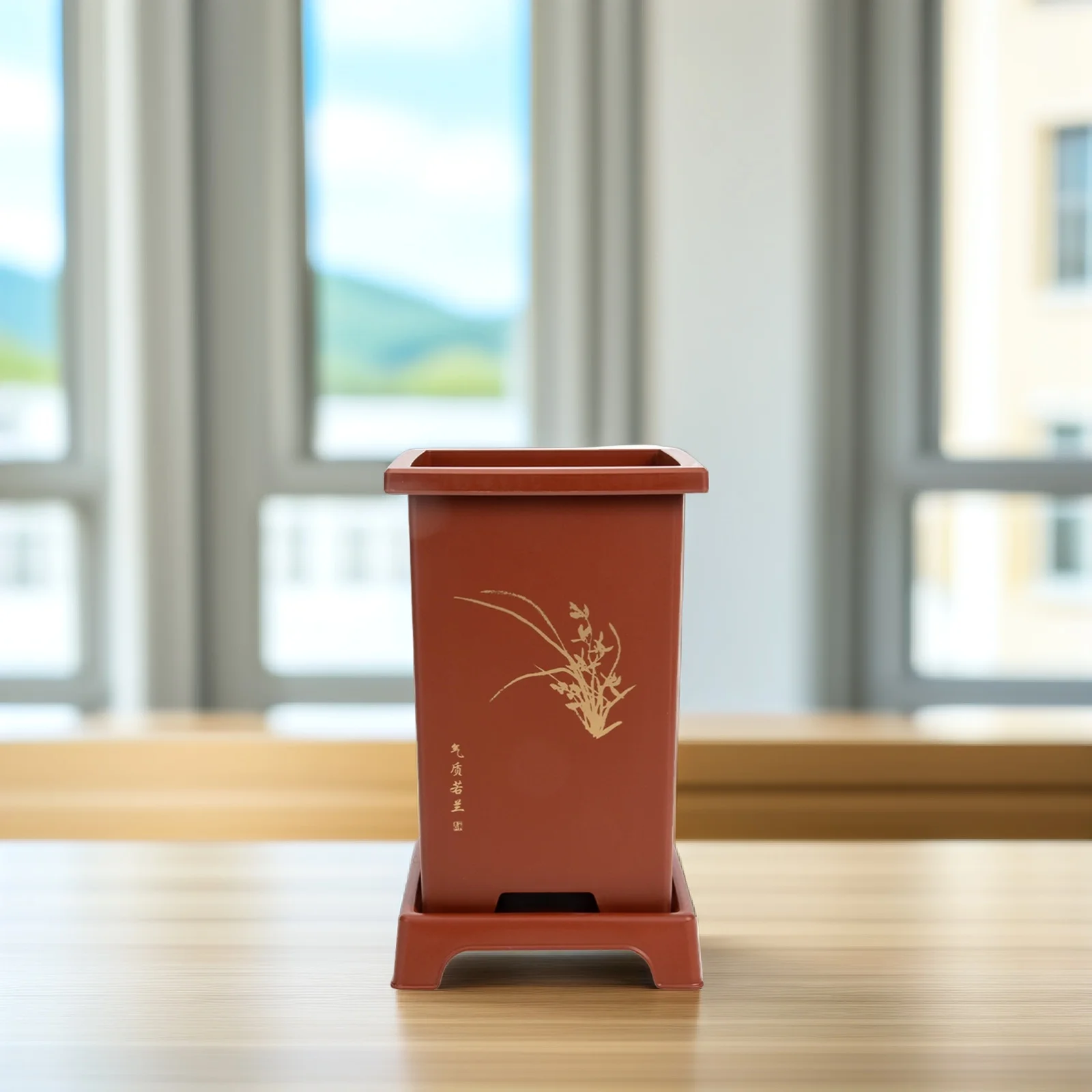 

2Sets Simulated Zisha Plastic Orchid Pots Indoor Outdoor Planters Flower Holders Garden Decor Durable Planting Containers with