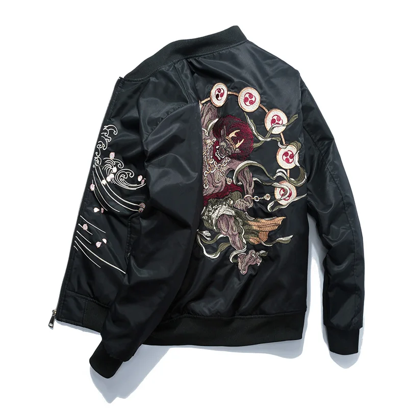 Chaqueta bordada de primavera Otoño Invierno para hombre, abrigo Sukajan, abrigo de béisbol juvenil, cazadora de piloto gruesa acolchada de algodón