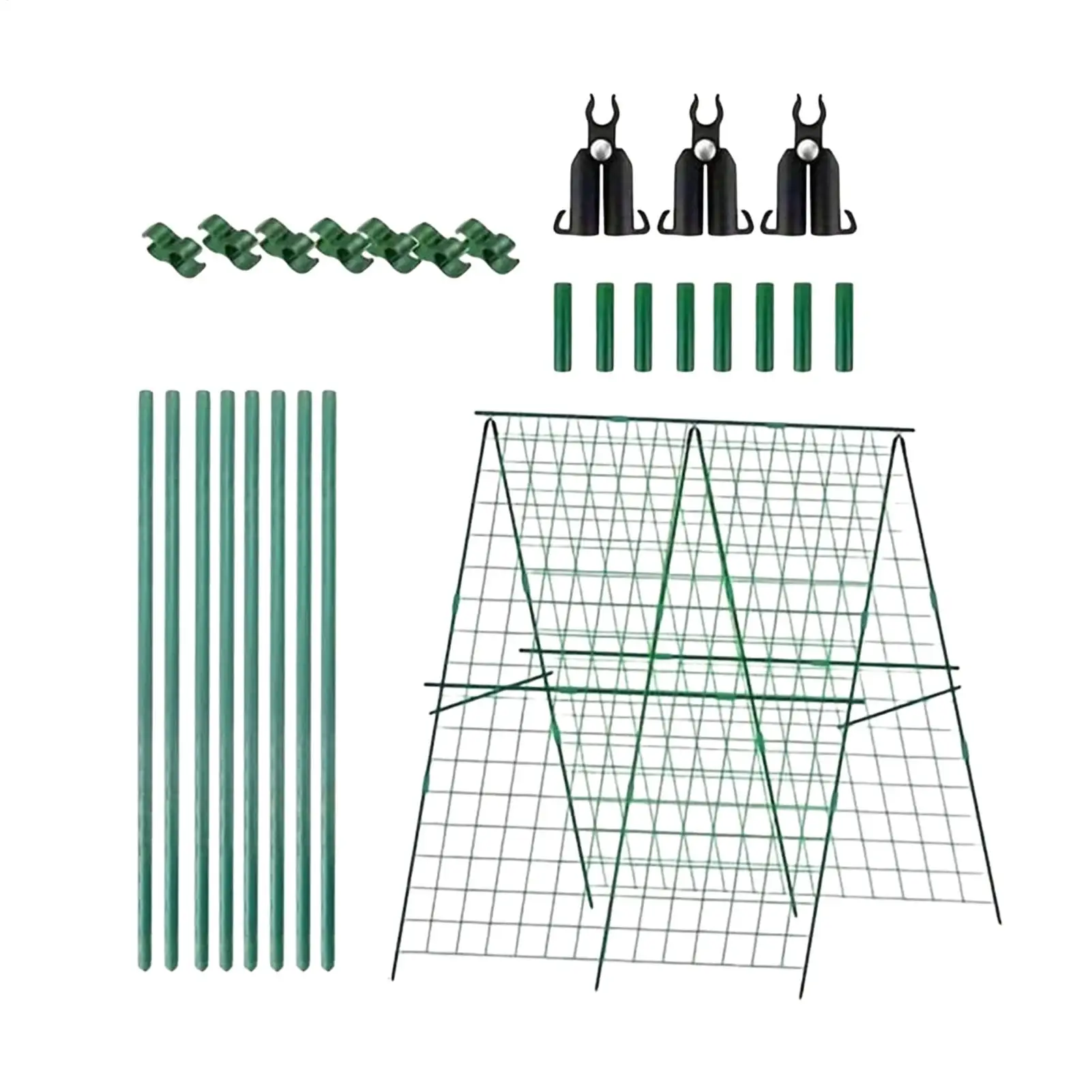 A-shape Garden Climbing Frame Foldable Cucumber Trellis Triangular Vegetable Frame Plastic Coated Steel Frame For Green Beans