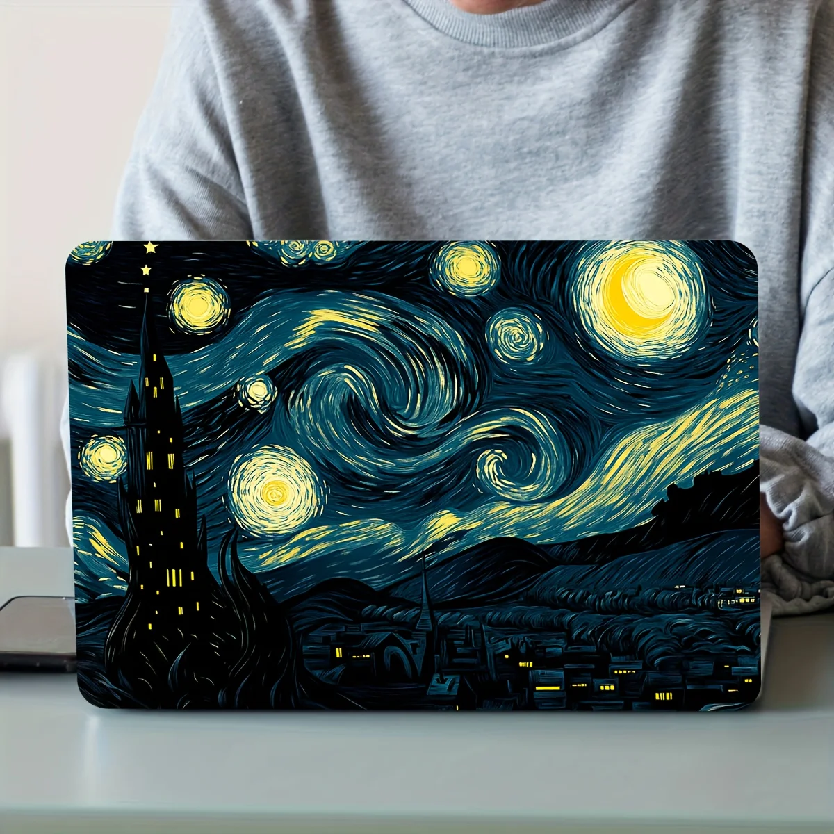حافظة فنية للكمبيوتر المحمول مكونة من قطعتين من السماء المرصعة بالنجوم، ملصق جلدي عالمي للكمبيوتر المحمول، ملصق جلدي للكمبيوتر المحمول غير قابل لإعادة الاستخدام #1