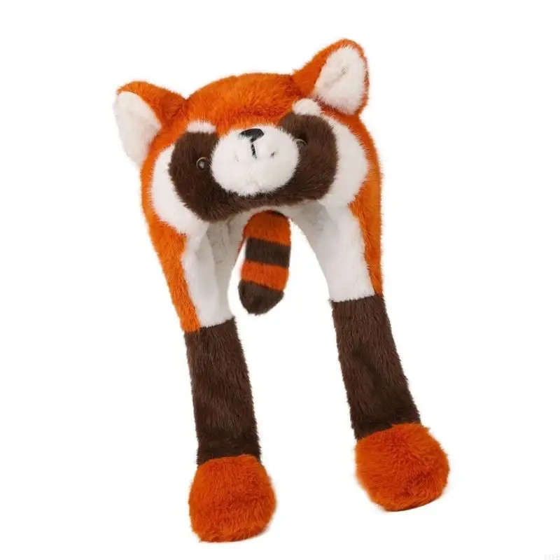 フリース移動アライグマ耳帽子幼児用調節可能な暖かい冬キャップアニメーション耳ベビーアクセサリー-1-8-年