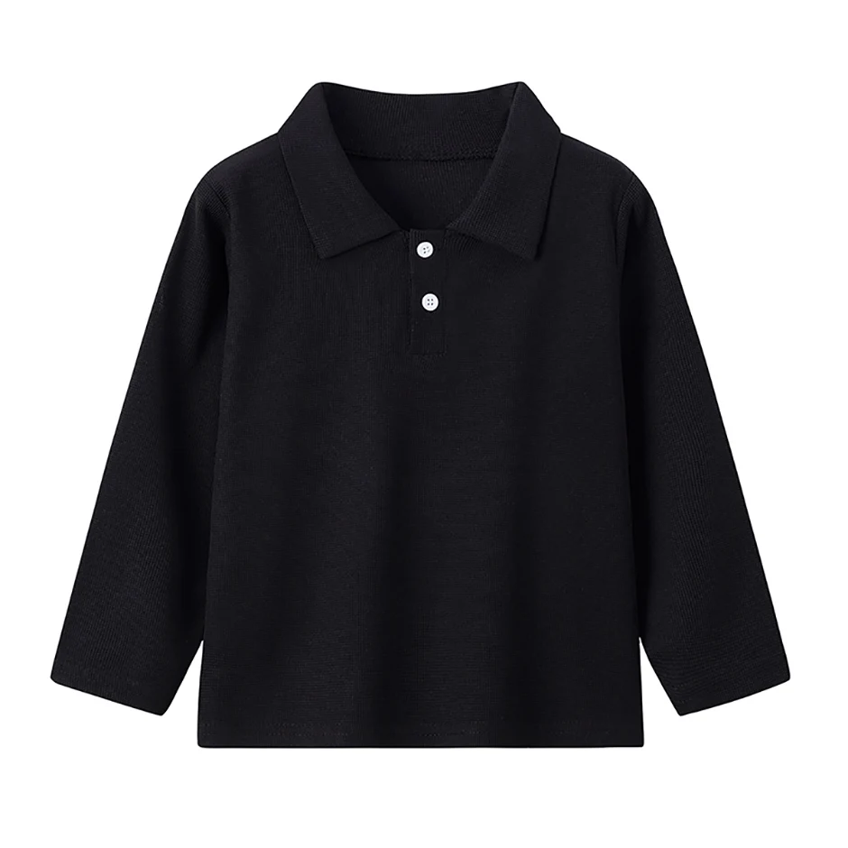 Herbstliches Kinder-Poloshirt mit einfarbigem Revers und langen Ärmeln, lässiges Joker-Shirt für Jungen und Mädchen, hübsches Kleid für Bruder und Schwester – Detail 8