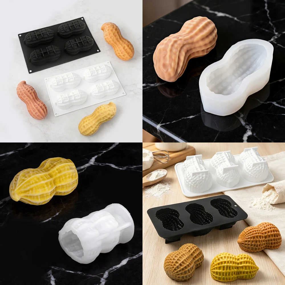 Antihaftbeschichtete Lebensmittelechte Silikon-Kuchenformen Erdnuss-Design Mousse-Kuchen Schokoladenform Handgemachte Seifenherstellung Küchen-Backwerkzeuge