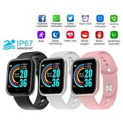 Reloj inteligente Y68 para hombre y mujer, pulsera resistente al agua con Monitor de ritmo cardíaco y presión arterial, compatible con Bluetooth, para Android e IOS