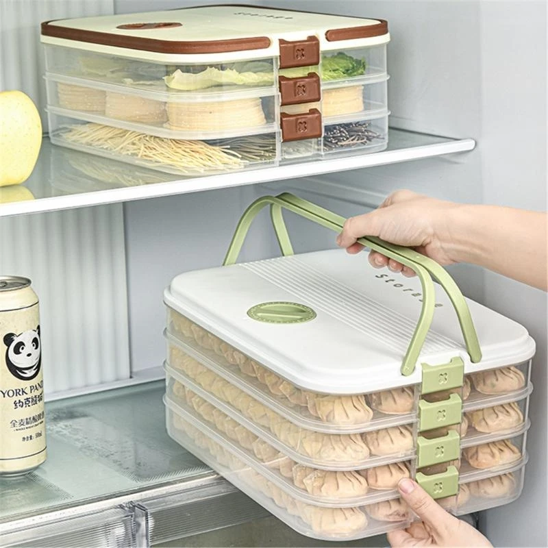 

Multylle Layer морозильник -морозильник Организаторы для петельки Box Clear Wonton Storage Container с ручными трекерами даты