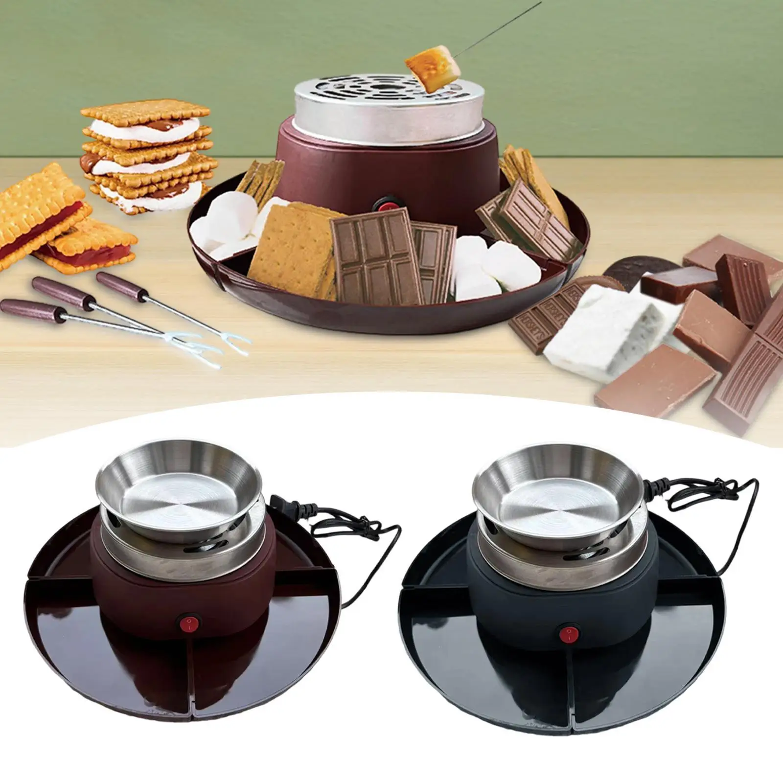 Smores Kit S'mores Maker Set Chocolate Melting Pot Housewarming Gifts Flameless Roaster for Family Christmas Wedding Birthday