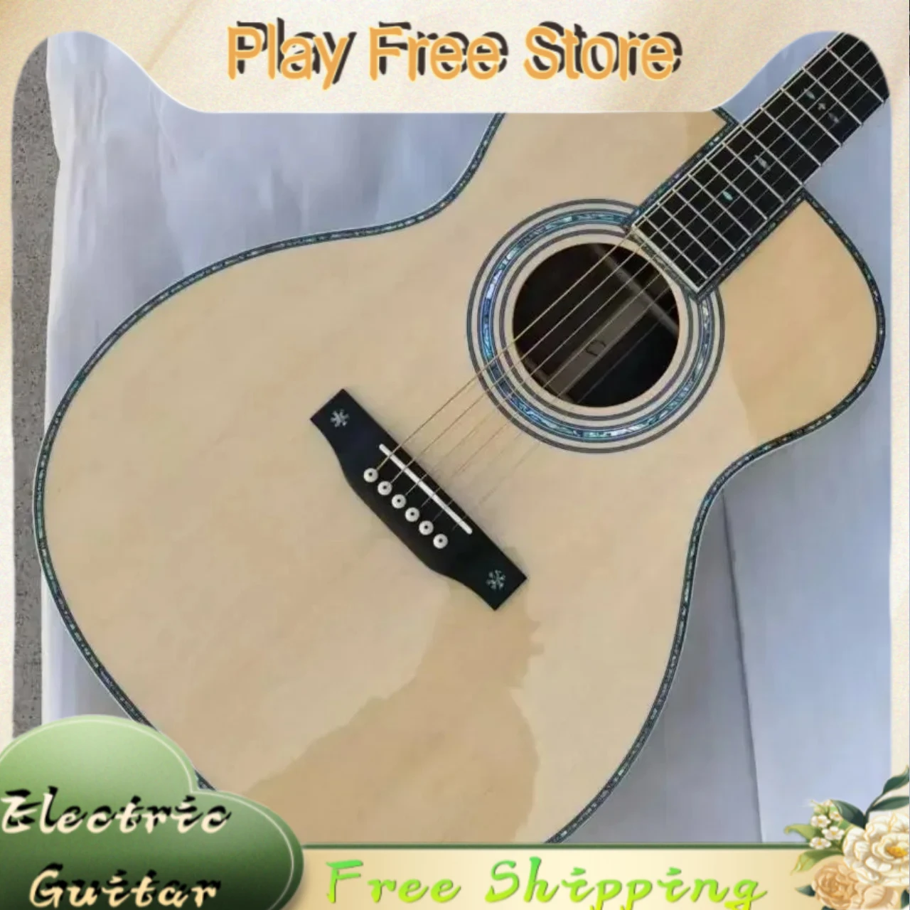 39 Inch OM42 Acoustic Guitar Spruce Abalone Shell Inlaid Rosewood Backboard Delivery Included Beginner Hot Sale New