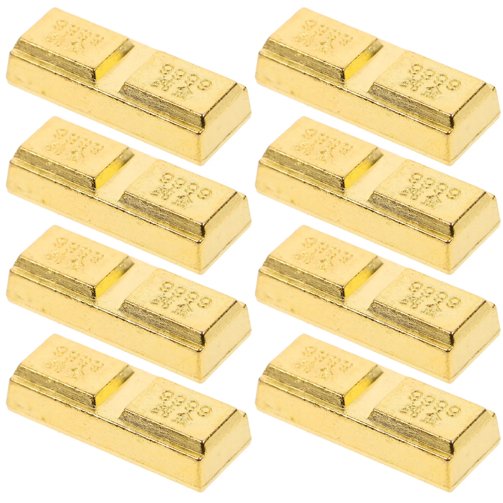 

8Pcs Simulation Gold Bars Zinc Alloy Durable Stage Props Creative Home Decor Fake Gold Bricks for Photography Festival Party