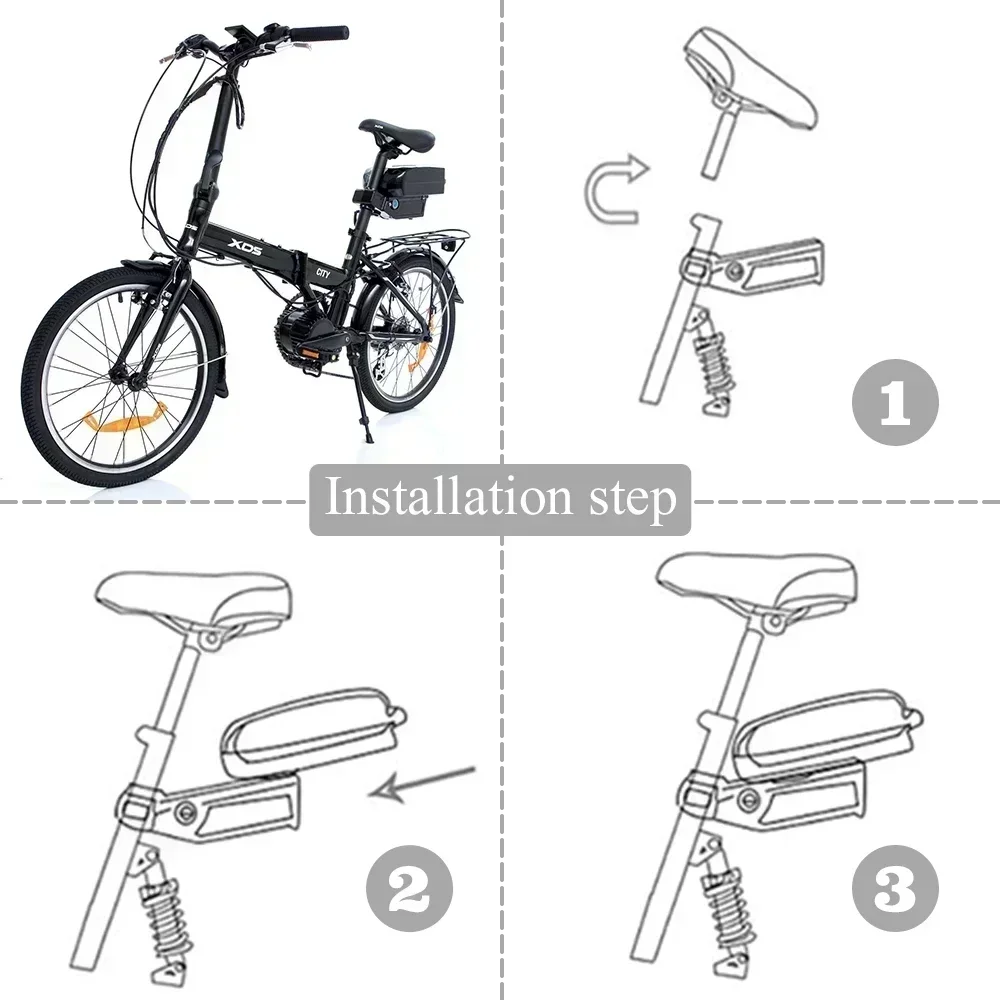 Batterie de vélo électrique 36V 30Ah, petite grenouille, sous la colonne de siège, adaptée pour vélo électrique 250W-500W, nouveau