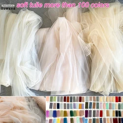 Ivory Champagne Soft Tulle Fabric Wedding Celebration Curtain Clothing Mesh Layout Chair Back Yarn DIY Handmade Sewing Material