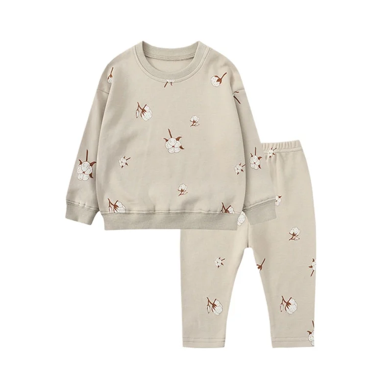 2023 Newborn Cotton Baby Boys Girls Clothes Set Autumn Colour Stonelet Print Baby Long Sleeve T-shirt Pants Suit Baby Costume Se