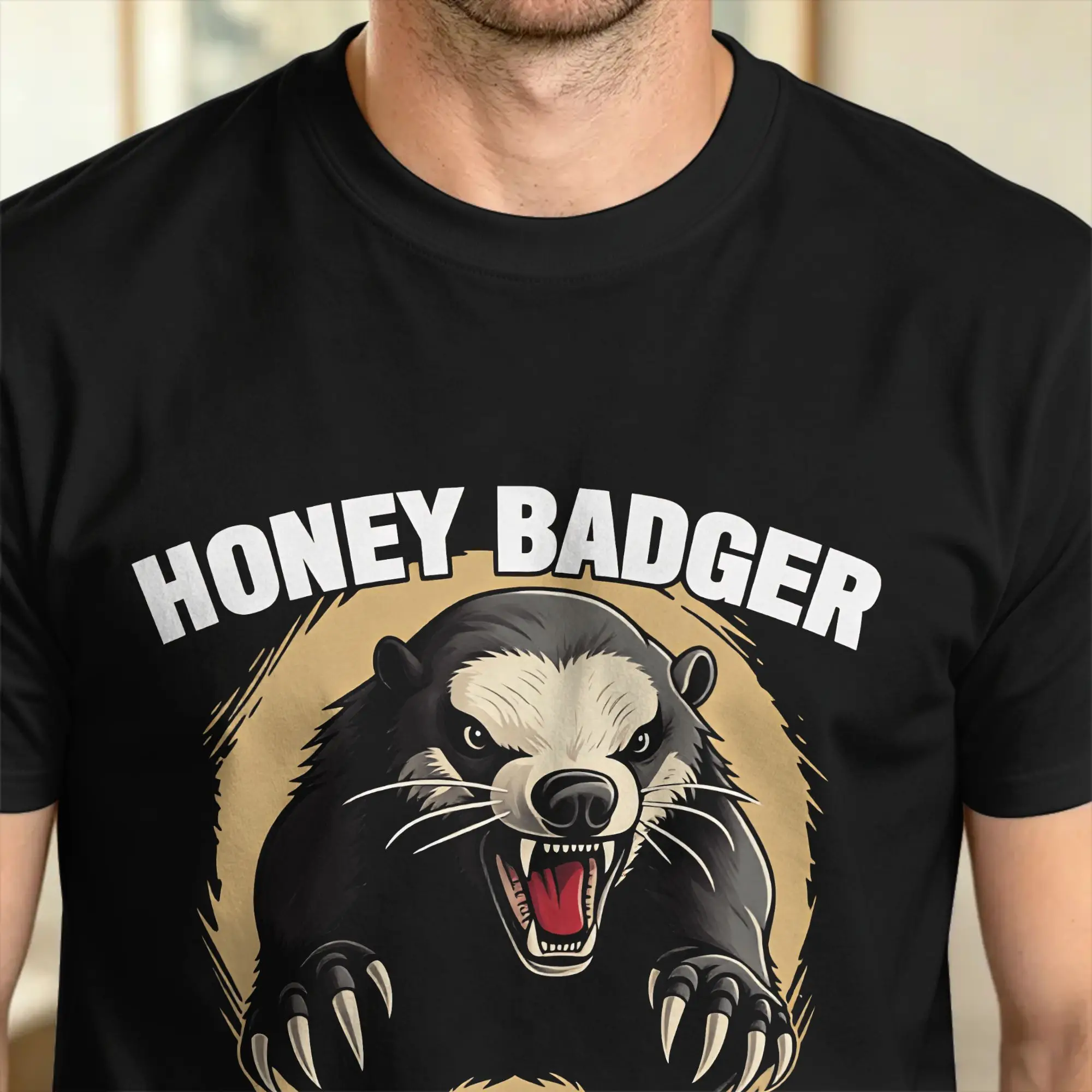 Ferocious Honey Badger Erwachsenen-Humor-Statement Baumwoll-T-Shirt für Herren Sommer Streetwear T-Shirts Hippie T-Shirt Große Größe – Detail 4