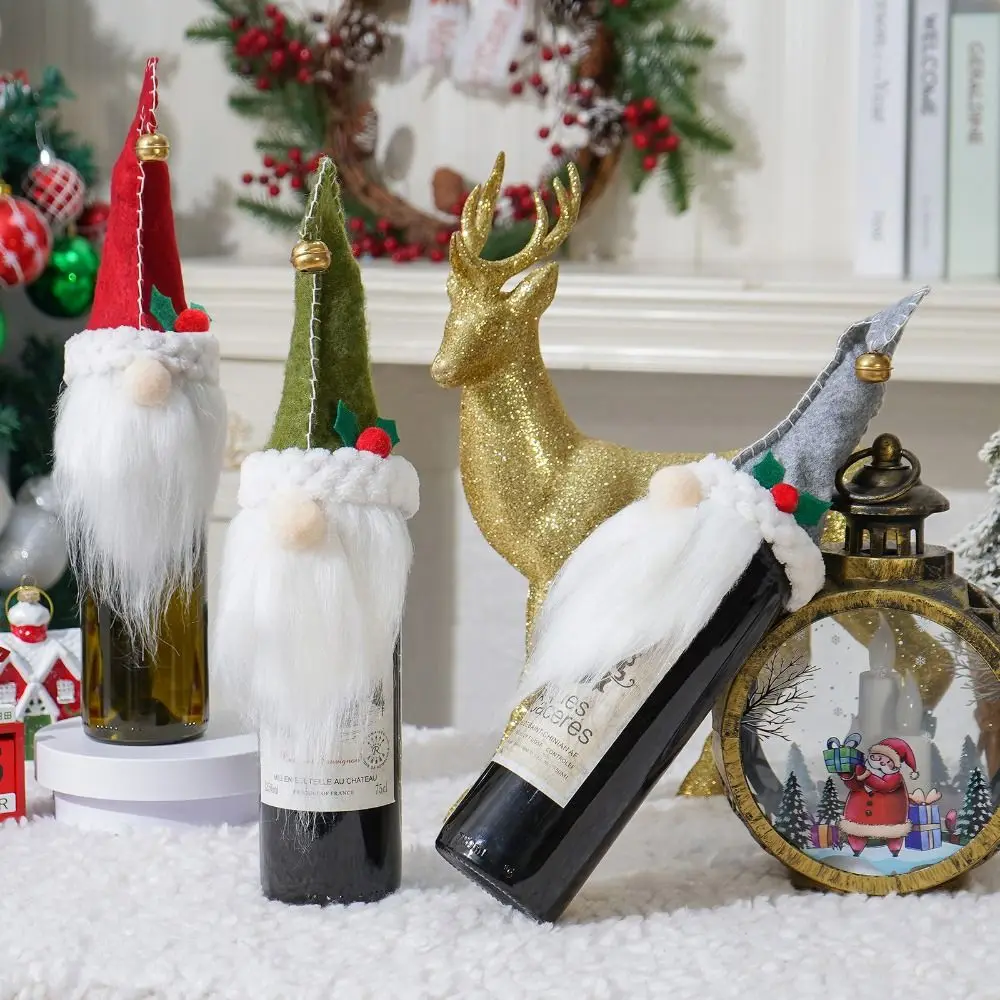 New Santa Snowman Wine Bottle Cover Exquisite Celebration Xmas Ornament Funny Cute Wine Bottle Decoration New Year Gifts