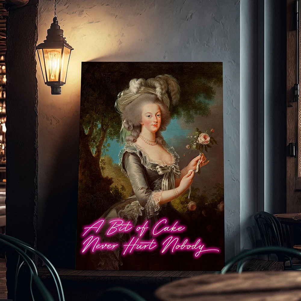 Marie Antoinette Poster Altered Vintage Rococo Baroque Wall Art Canvas Painting Print Neon Pop Picture Kitchen Home Room Decor