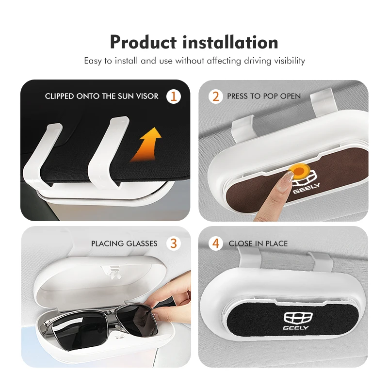 Car Glasses Sunglasses Case Suede Sun Glasses Clip Storage For Geely Monjaro Atlas Tugella Geometry C Coolray Emgrand ec