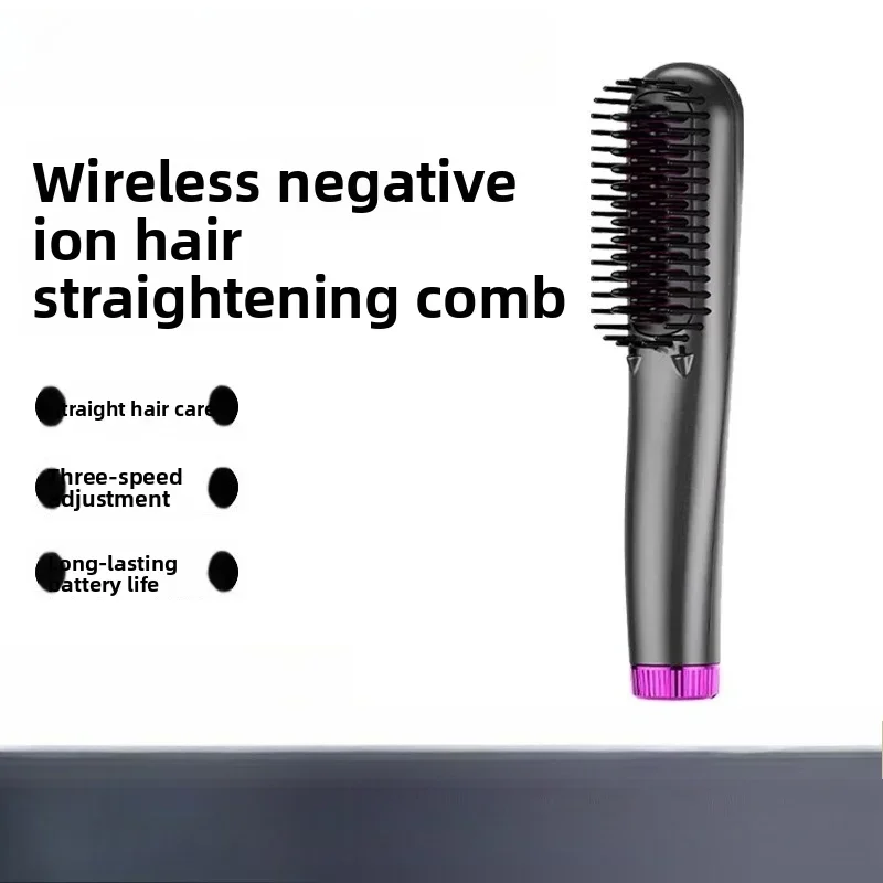 High quality  Negative Ion Intelligent Vibration Massage Electric Comb Fluffy Lazy Hair Straightener Comb Curl Straight Dual-pur