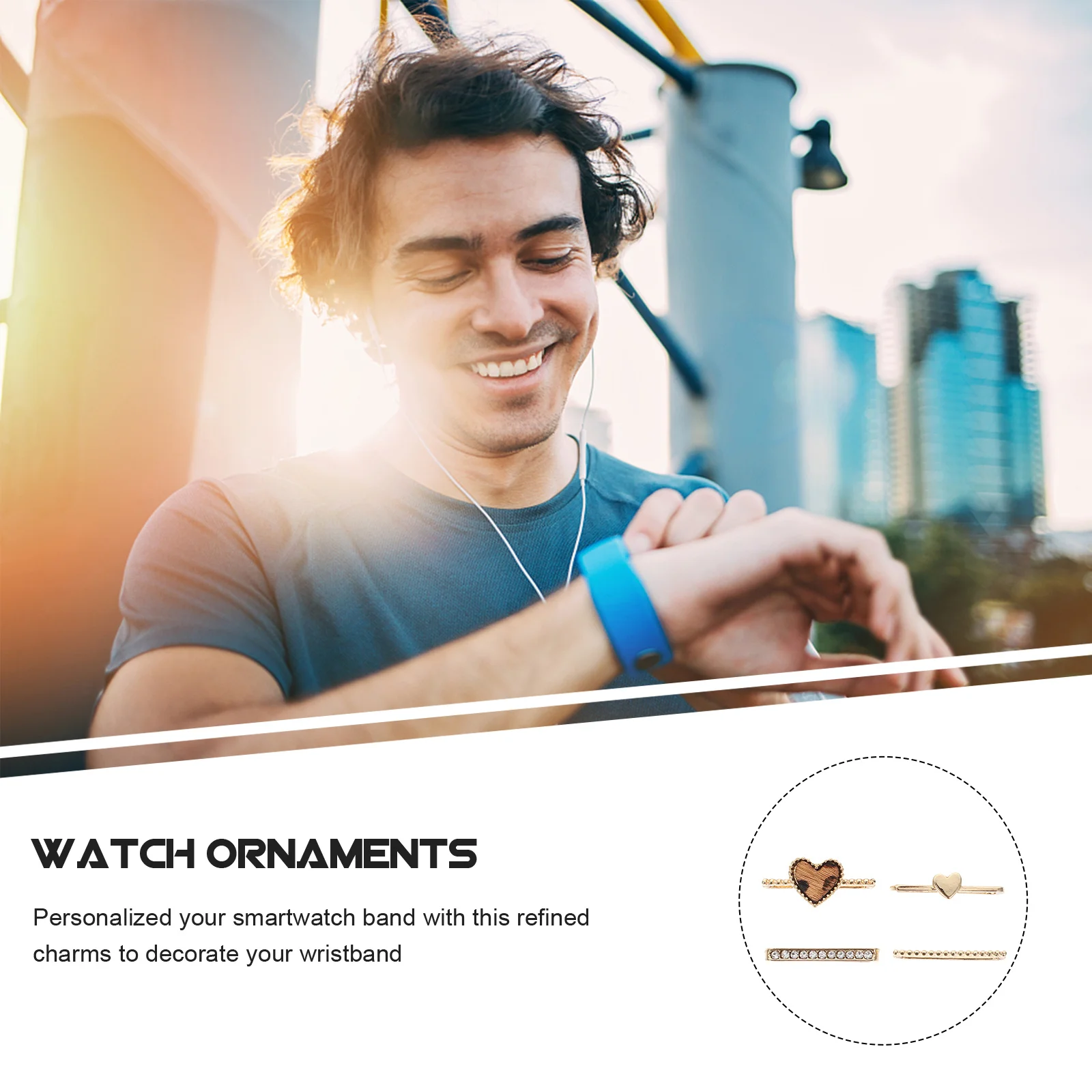 5 pièces de breloques décoratives pour montre, en alliage doré, résistantes à la décoloration, pour bracelet de montre intelligente en silicone, accessoires de bracelet de montre