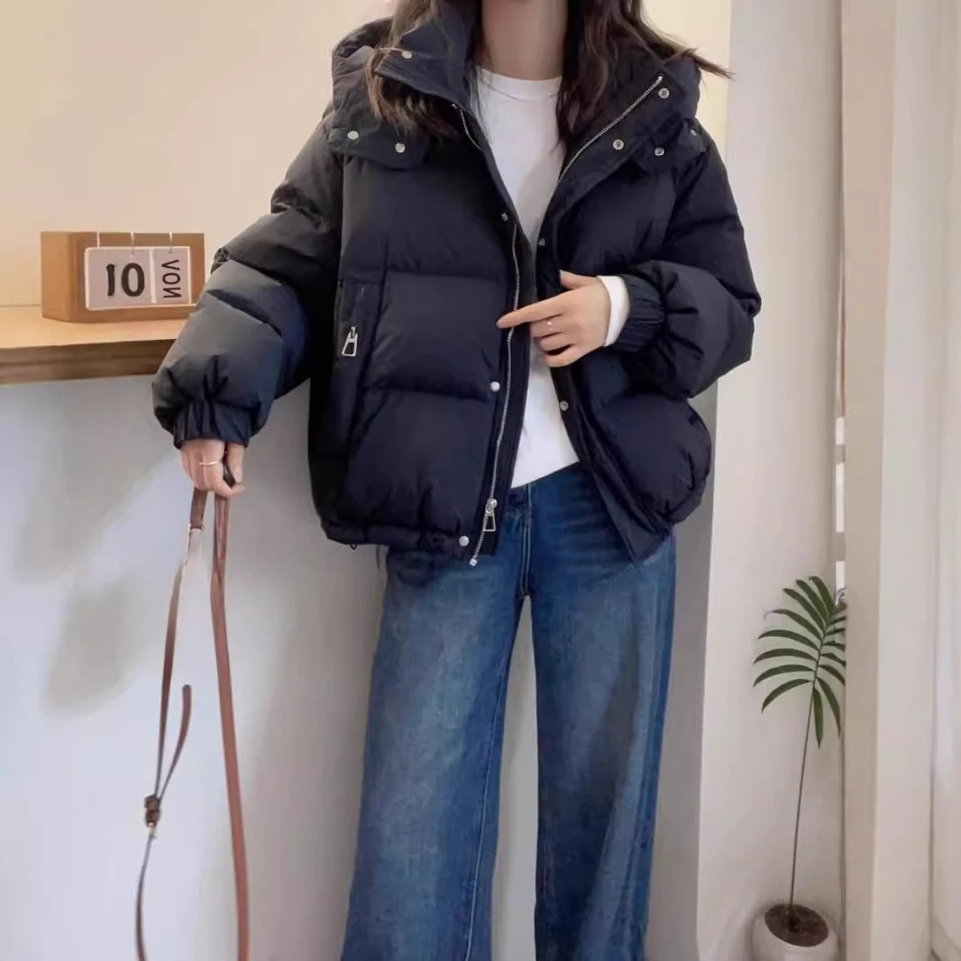 Down Cotton Jacket Women's Autumn and Winter Short Style 2025 Plus Size Loose Cotton Jacket Small Hooded Warm Casual Jacket
