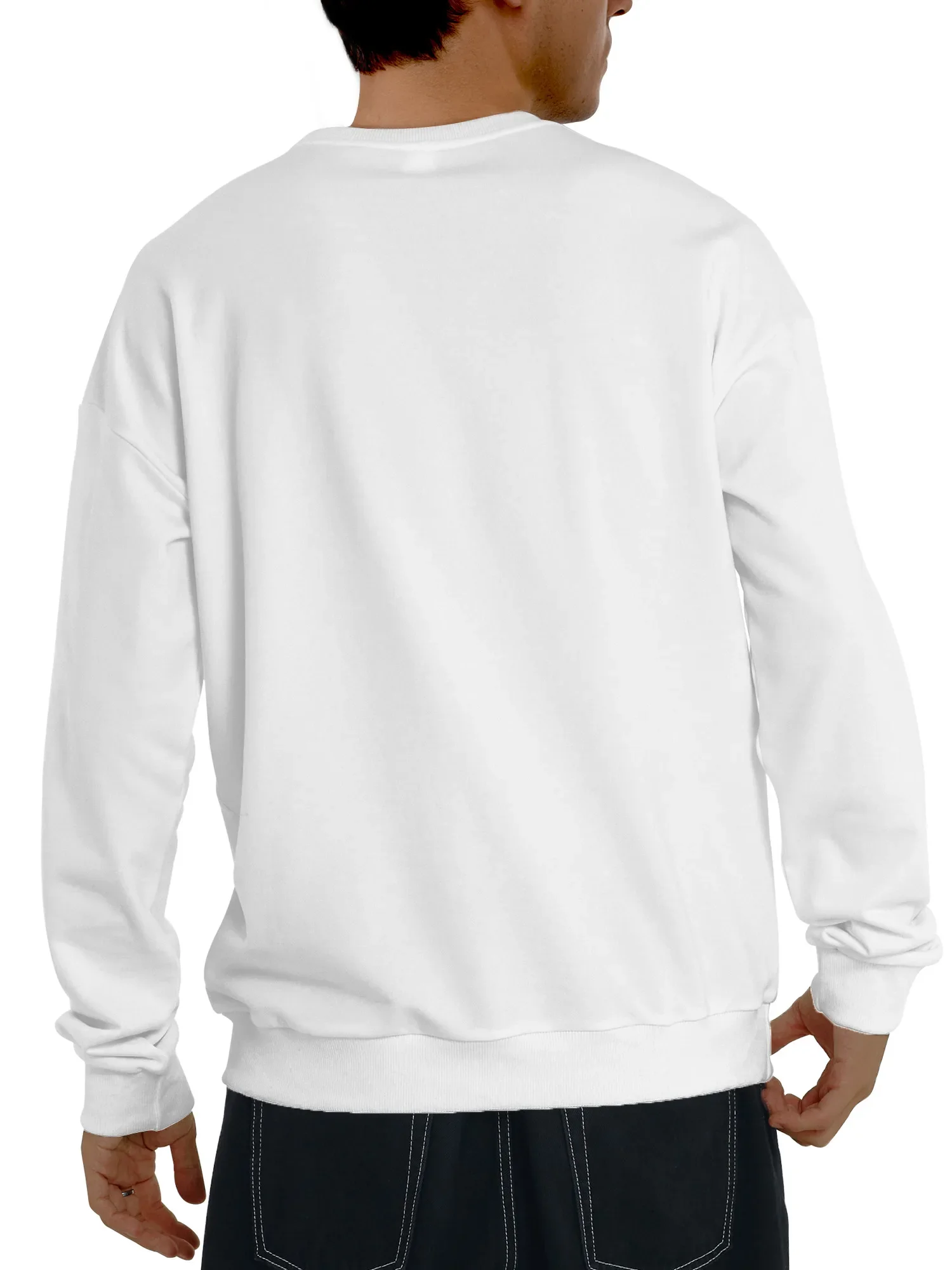 سترة رجالية كاجوال برقبة دائرية، طباعة عصرية - مزيج قطن ناعم، قابل للغسل في الغسالة