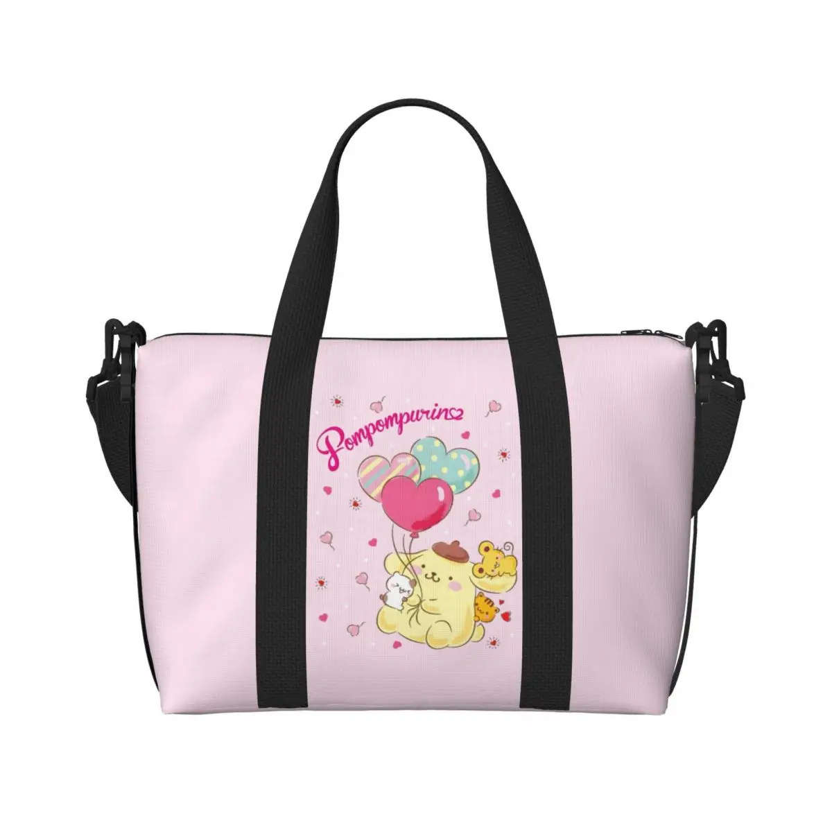 مخصص Pompompurin حقيبة حمل على الشاطئ حقيبة المرأة الكلب أنيمي مقصورة كبيرة رياضة حقائب السفر الشاطئ
