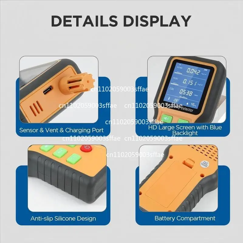 Air Quality Detector Carbon Dioxide Tester Tvoc Hcho Temperature Humidity Detection