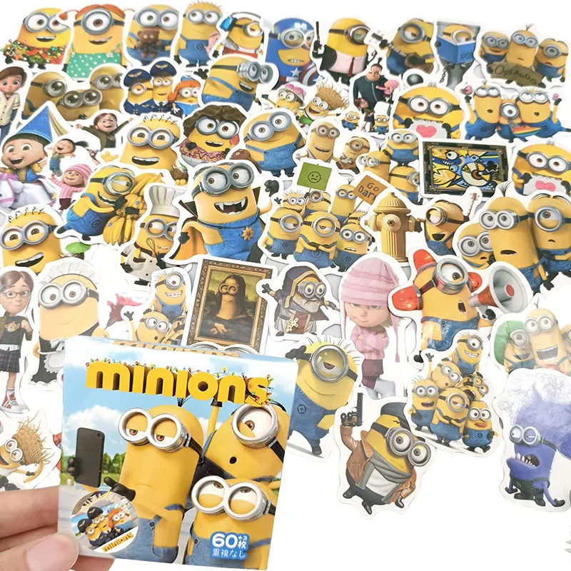 60 pz/scatola Minions Anime Stickers Kawaii Cute Cartoon Label diario Album Phone Journal Planner Scrapbooking Stickers adesivo fai da te