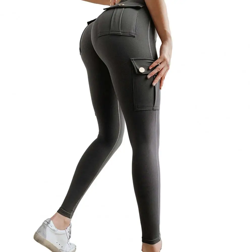 

High Waist Pants Women Seamless Hip Lifting Sport Leggings with Pockets Tight Elastic Slim Trousers Workwear