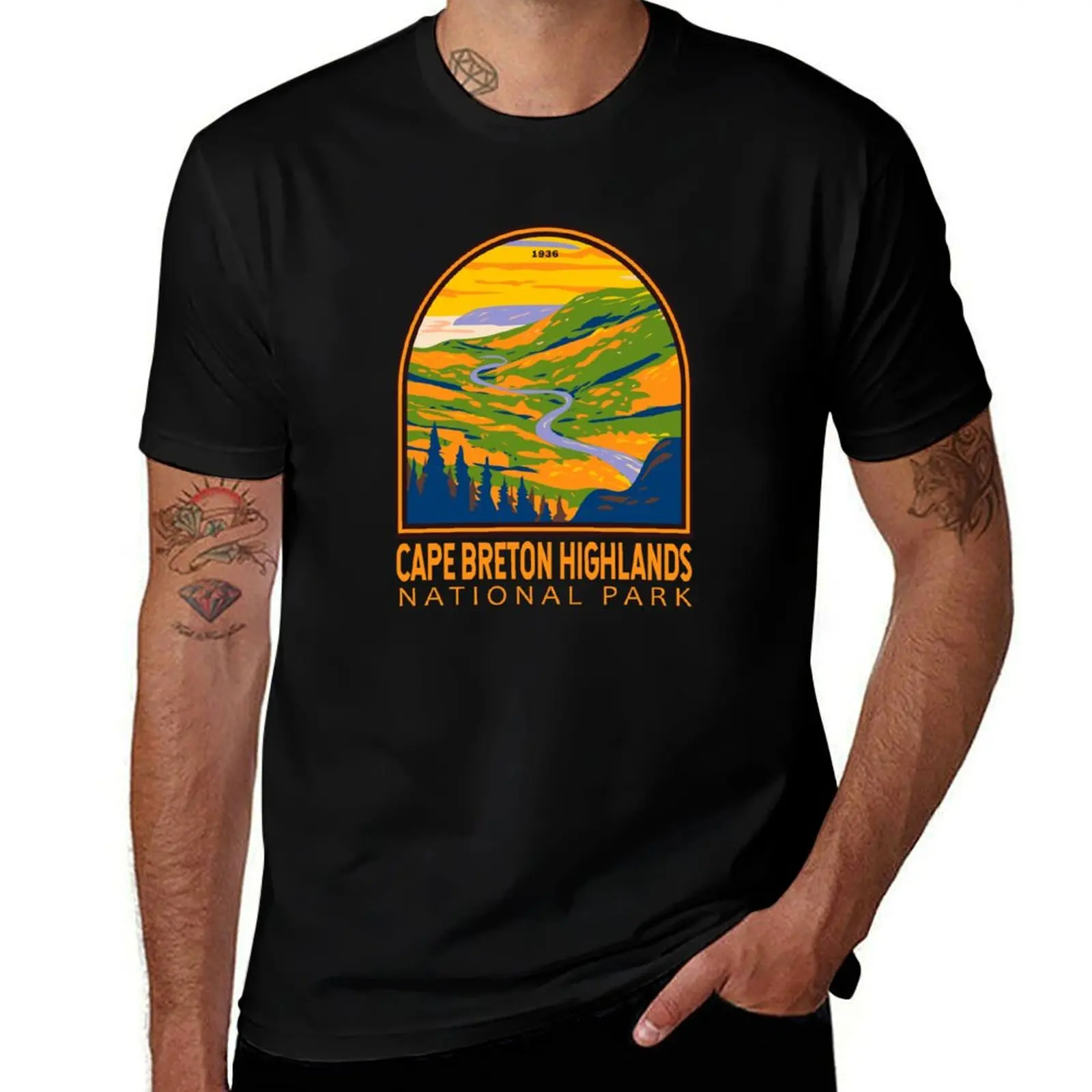 

Cape Breton Highlands National Park Canada Vintage Emblem T-Shirt customs big and tall t shirts for men