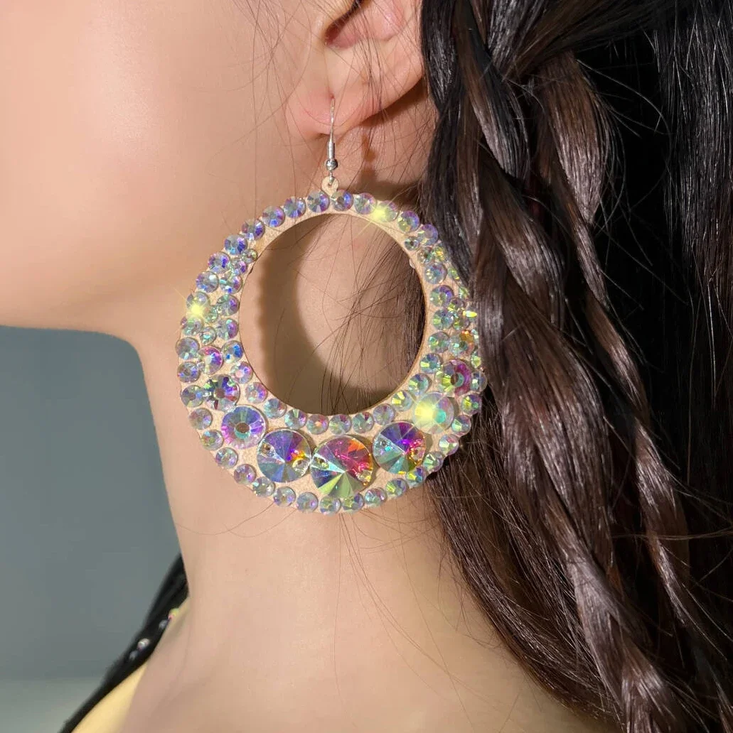 

Belly Dance Female Adult High-end Exquisite Earrings Jewelry Handmade Colored Diamond Performance Ear Accessories