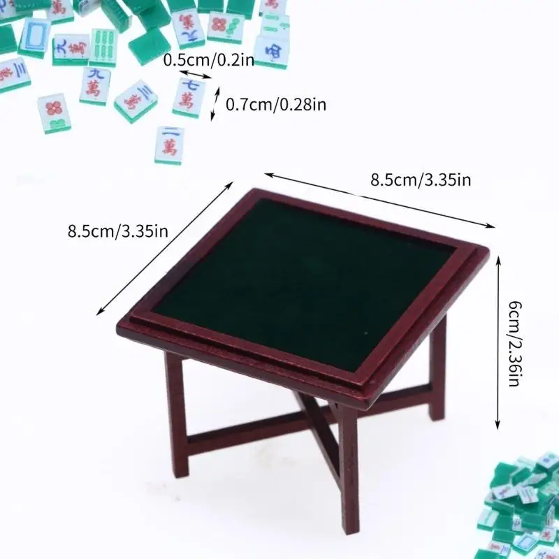 Puppenhaus Mahjong Fliesen Set realistische Puppenhäuser Mahjong Set realistisches Spiel realistisch 1:12 Modell Mini Größe L8RB